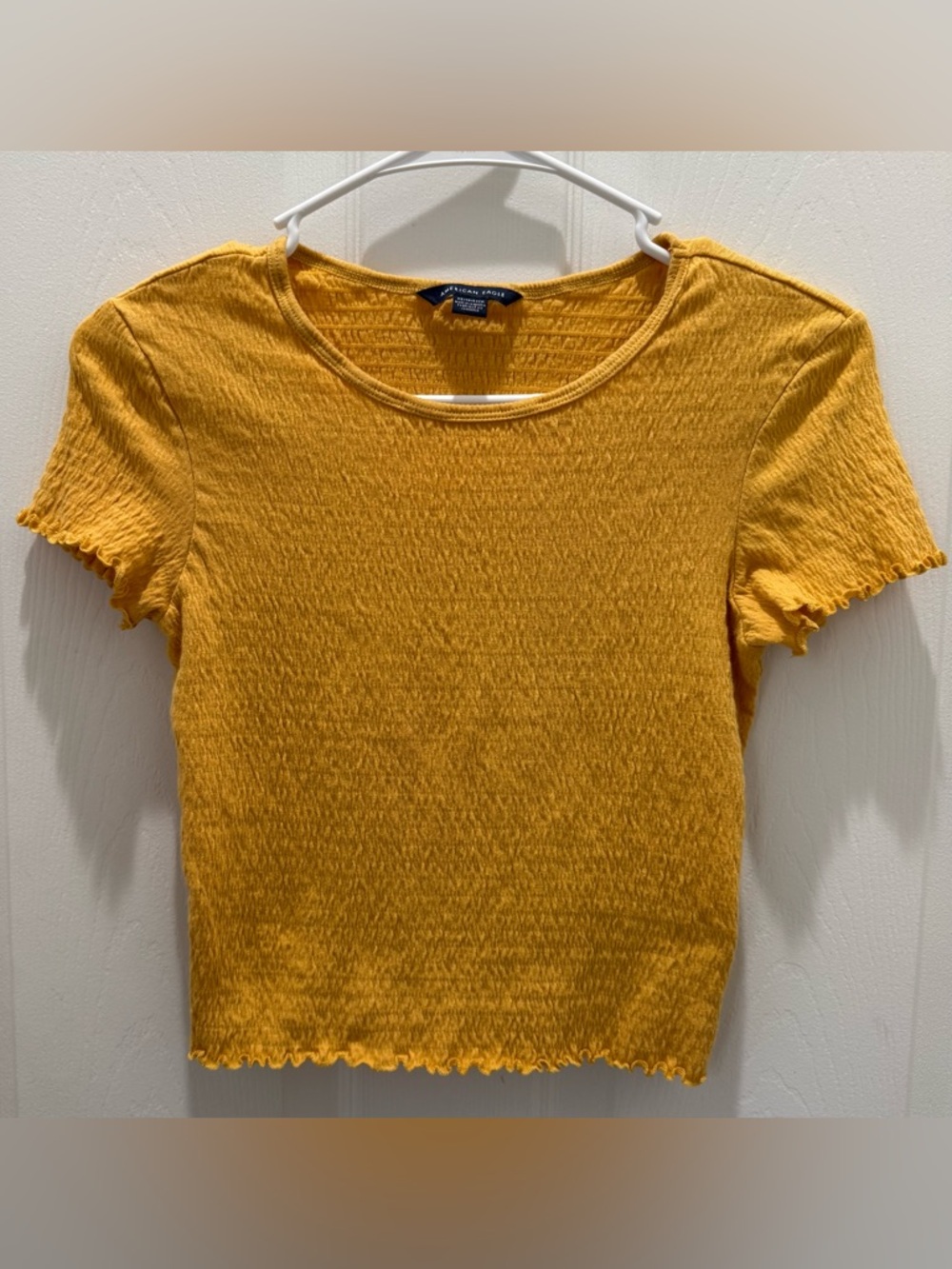 American Eagle Outfitters Yellow Ribbed Short Sleeve Tee XS